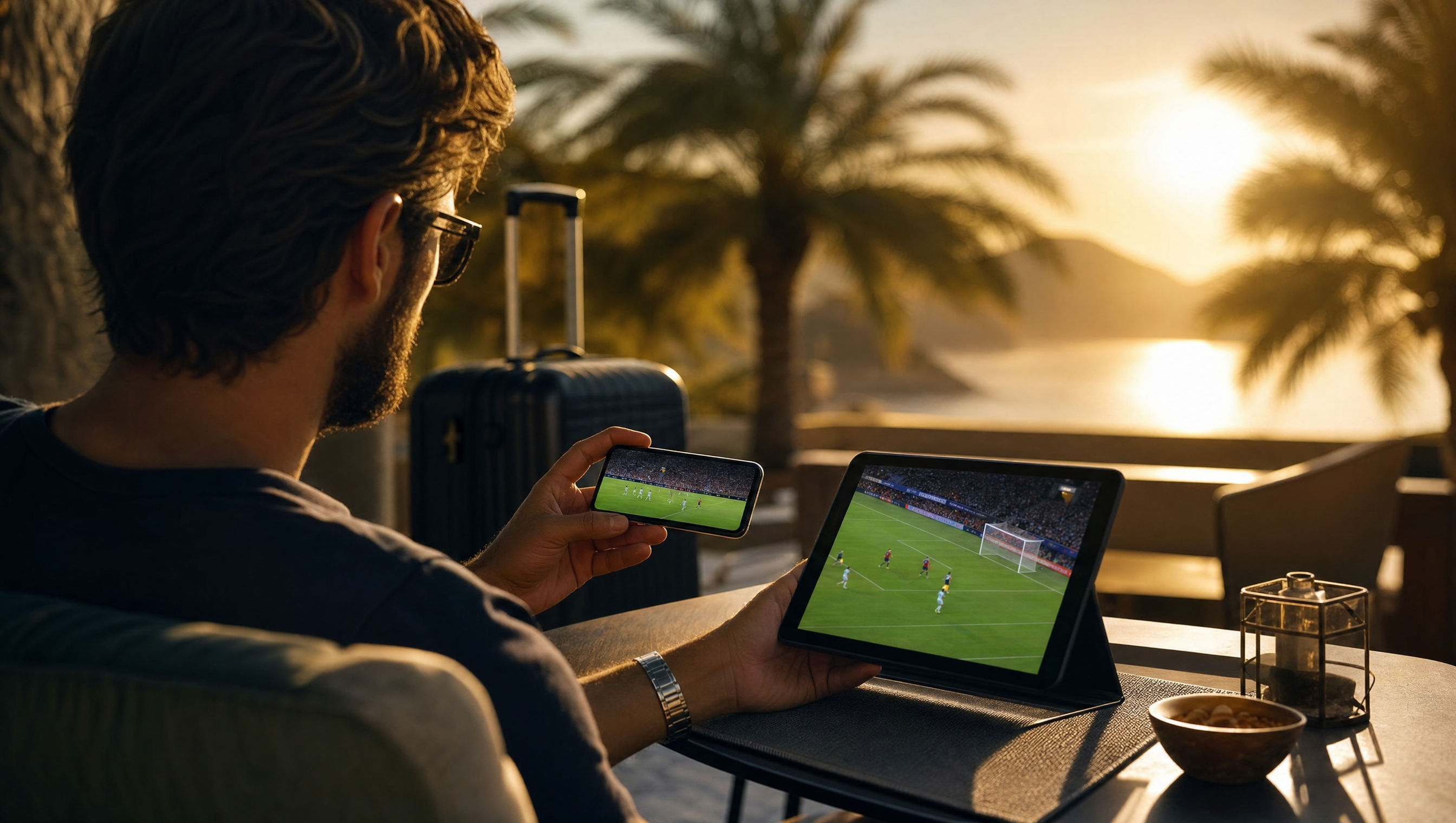 Supporters suivant la Coupe du Monde 2026 en 4K depuis l'étranger sur plusieurs appareils avec Strong 4K
