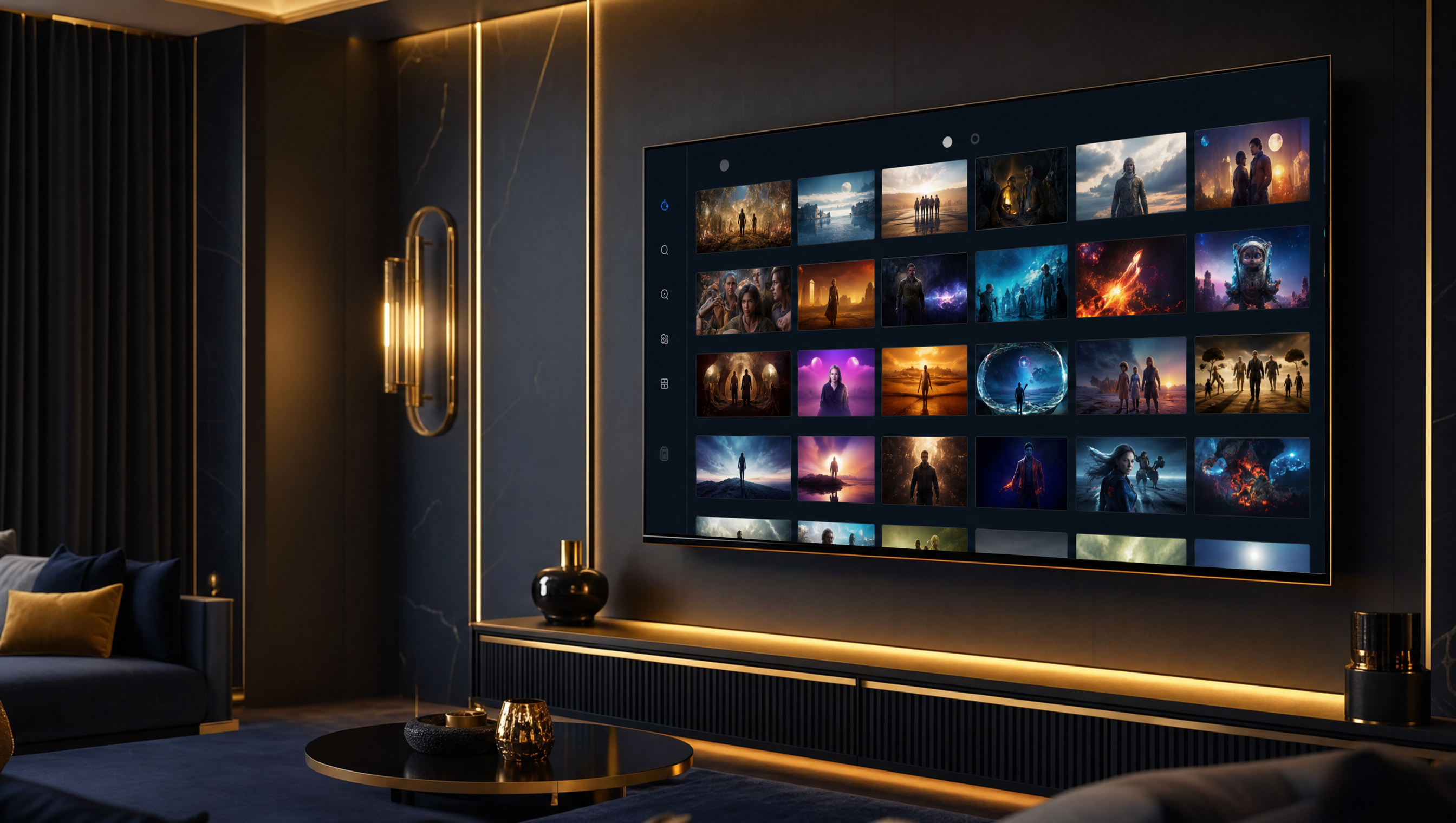 IPTV Strong 4K installée sur une Samsung Smart TV Tizen affichant l'application en 4K
